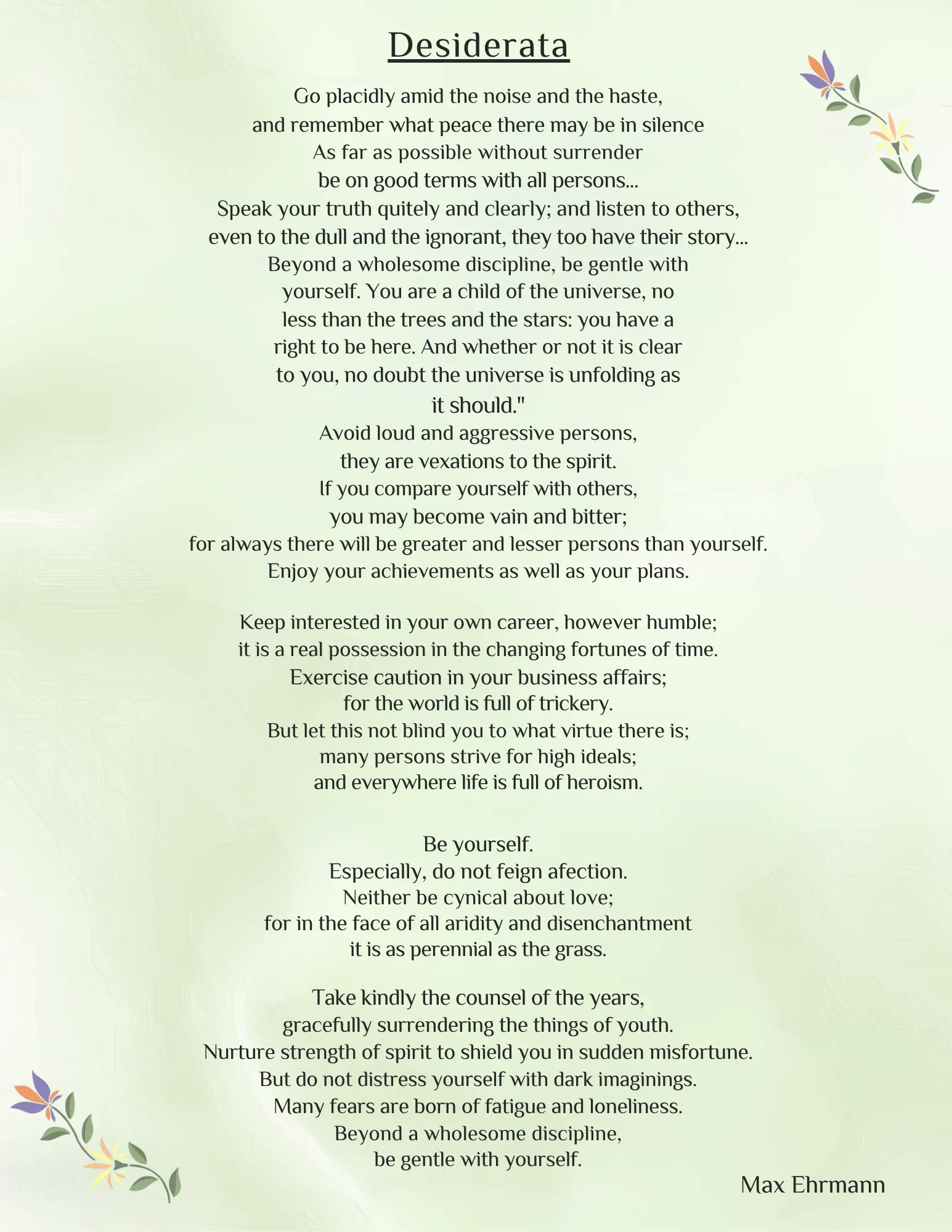 Desiderata poem image